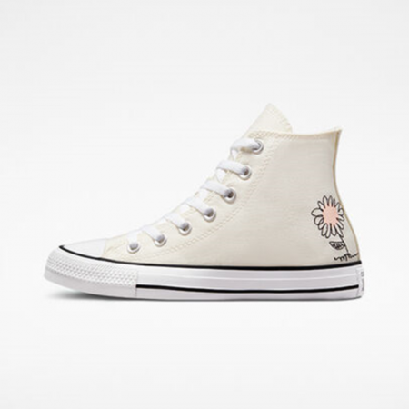 Chuck Taylor All Star Floral Embroidery-Egret/Cheeky Coral/Black